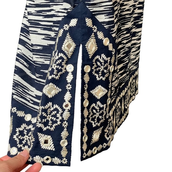 Tory Burch Navy Space Dye with Mirror Embellishement Tunic Size 4 - Picture 5 of 11